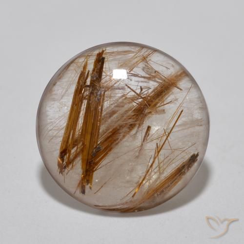 4.09ct Natürlicher Klar mit Braun Rutilquarz, Runden, Transparent