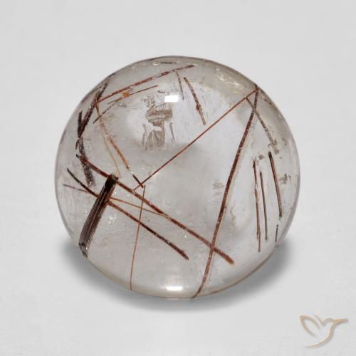 3.40ct Natürlicher Klar mit Braun Rutilquarz, Runden, Transparent