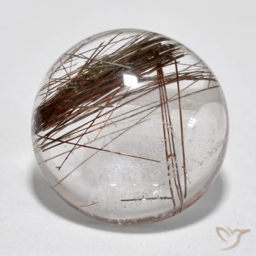 6.95ct Natürlicher Klar mit Braun Rutilquarz, Runden, Transparent