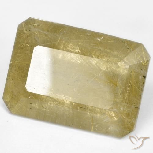 9,17 ctw natürlicher Hell Gold Rutilquarz, Oktagonschliff, Transparent
