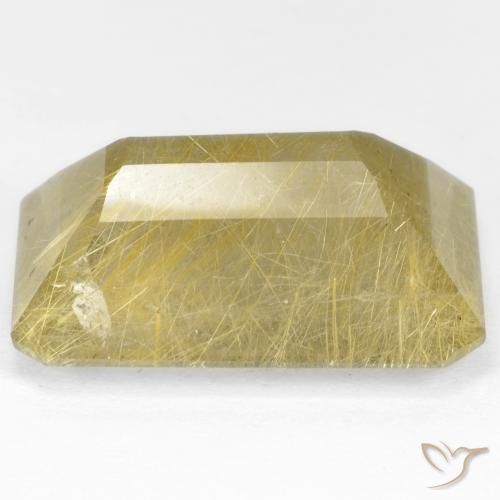 9,17 ctw natürlicher Hell Gold Rutilquarz, Oktagonschliff, Transparent