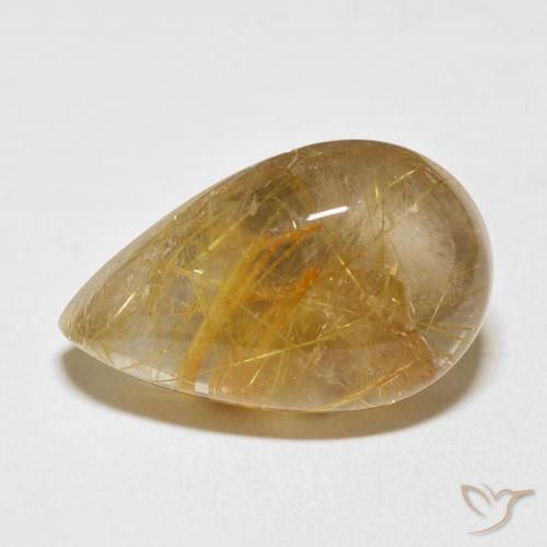 15.75ct Natürlicher Golden Rutilquarz, Birnenform, Transparent