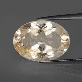 7,03 ctw natürlicher gelber Rutiltopas, Oval Schliff, Transparent