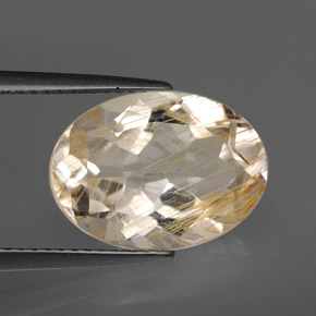 7,03 ctw natürlicher gelber Rutiltopas, Oval Schliff, Transparent