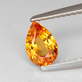 1,02 ctw natürlicher orangefarbener Saphir, Birnenform, VVS
