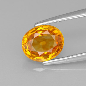 1,41 ctw natürlicher orangefarbener Saphir, Oval Schliff, VS