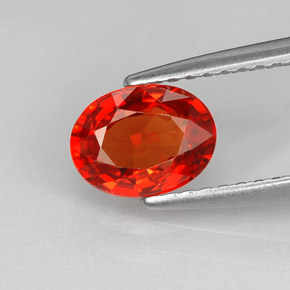1,24 ctw natürlicher orangefarbener Saphir, Oval Schliff, VS