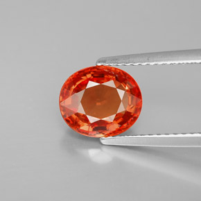 2,50 ctw natürlicher orangefarbener Saphir, Oval Schliff, VVS-VS
