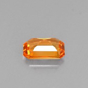 0,65 ctw natürlicher orangefarbener Saphir, Smaragdschliff, VVS