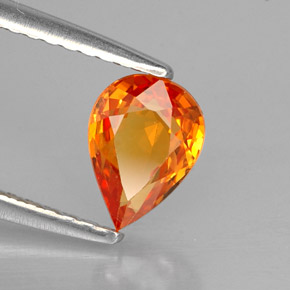 0,87 ctw natürlicher orangefarbener Saphir, Birnenform, VS