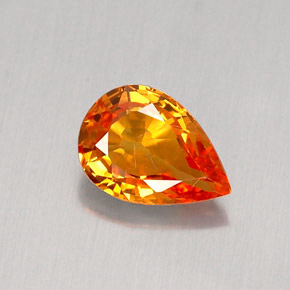 0,83 ctw natürlicher orangefarbener Saphir, Birnenform, IF