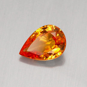 0,83 ctw natürlicher orangefarbener Saphir, Birnenform, IF