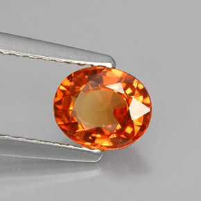 0,81 ctw natürlicher orangefarbener Saphir, Oval Schliff, VVS-VS