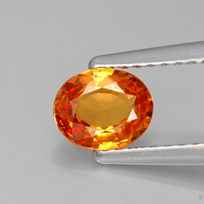 0,79 ctw natürlicher orangefarbener Saphir, Oval Schliff, VVS-VS