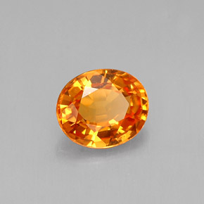 0,76 ctw natürlicher orangefarbener Saphir, Oval Schliff, IF