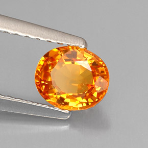 0,82 ctw natürlicher orangefarbener Saphir, Oval Schliff, VVS-VS