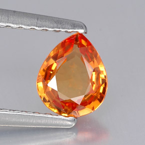 0,60 ctw natürlicher orangefarbener Saphir, Birnenform, VVS-VS