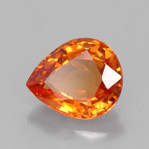 0,70 ctw natürlicher orangefarbener Saphir, Birnenform, VS