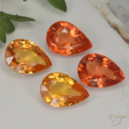 3,85 ct natürliche orangefarbener Saphir-Edelsteine, Birnenform, VVS-VS
