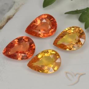 3,85 ct natürliche orangefarbener Saphir-Edelsteine, Birnenform, VVS-VS