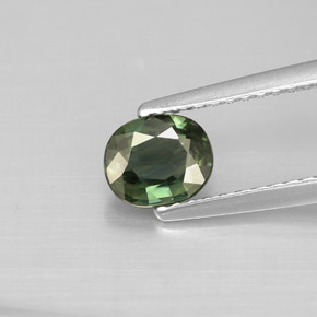 0,80 ctw natürlicher grüner Saphir, Oval Schliff, VS