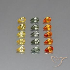 3,88 ct natürliche mehrfarbiger Saphir-Edelsteine, Birnenform, VVS