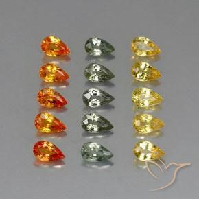 3,88 ct natürliche mehrfarbiger Saphir-Edelsteine, Birnenform, VVS