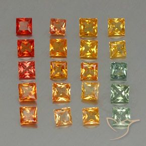 4,24 ct natürliche Mehrfarbig Saphir-Edelsteine, Quadrat, VVS-VS
