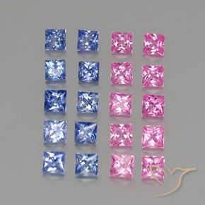 3.35 ct natürliche Mehrfarbig Saphir-Edelsteine, Quadrat, VVS-VS