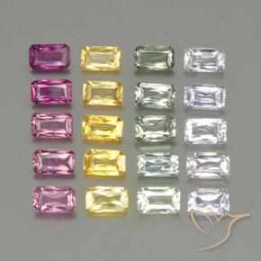 6.57 ct natürliche Mehrfarbig Saphir-Edelsteine, Oktagonschliff, VS-SI