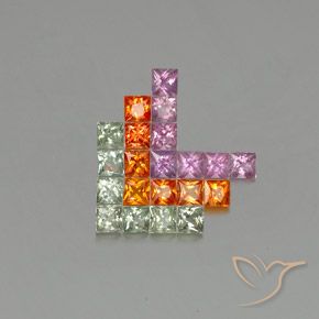 3.25 ct natürliche Mehrfarbig Saphir-Edelsteine, Quadrat, VVS-VS