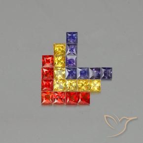 3.08 ct natürliche Mehrfarbig Saphir-Edelsteine, Quadrat, VVS-VS