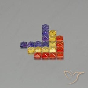 3.08 ct natürliche Mehrfarbig Saphir-Edelsteine, Quadrat, VVS-VS