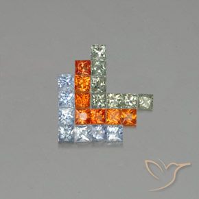 2.90 ct natürliche Mehrfarbig Saphir-Edelsteine, Quadrat, VVS-VS