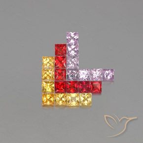 3.05 ct natürliche Mehrfarbig Saphir-Edelsteine, Quadrat, VVS-VS