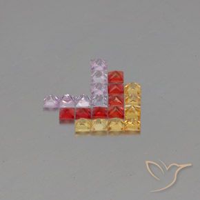 3.05 ct natürliche Mehrfarbig Saphir-Edelsteine, Quadrat, VVS-VS