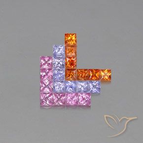 3.22 ct natürliche Mehrfarbig Saphir-Edelsteine, Quadrat, VVS-VS