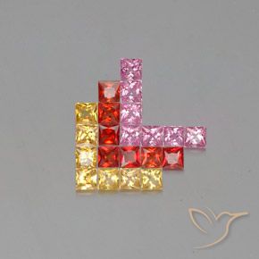 3.09 ct natürliche Mehrfarbig Saphir-Edelsteine, Quadrat, VVS-VS