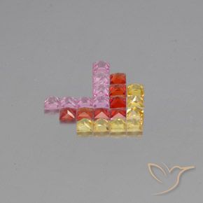 3.09 ct natürliche Mehrfarbig Saphir-Edelsteine, Quadrat, VVS-VS