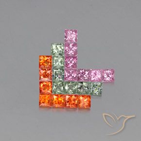 3.43 ct natürliche Mehrfarbig Saphir-Edelsteine, Quadrat, VVS-VS
