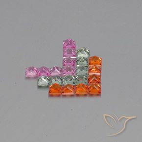3.43 ct natürliche Mehrfarbig Saphir-Edelsteine, Quadrat, VVS-VS