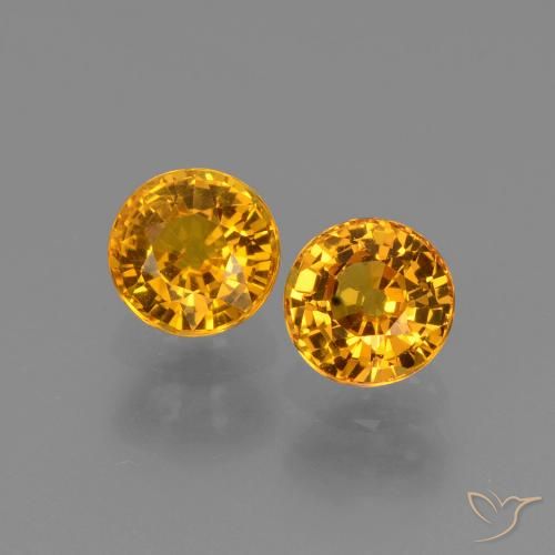 1.36ctw Natürlicher Tiefes Orange-Gold Saphir, Runden, VS