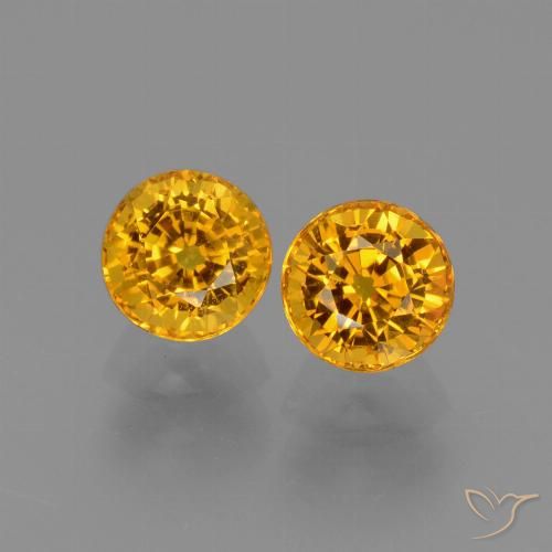 1.55ctw Natürlicher Mittel-Helles Orange-Gold Saphir, Runden, VS