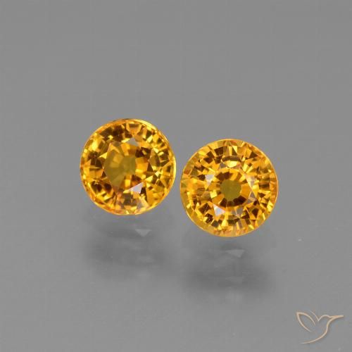 1.38ctw Natürlicher Tiefes Orange-Gold Saphir, Runden, VS, Photo A