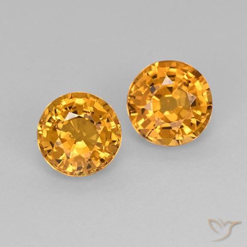 1.09ctw Natürlicher Dunkelorange-Gold Saphir, Runden, VS