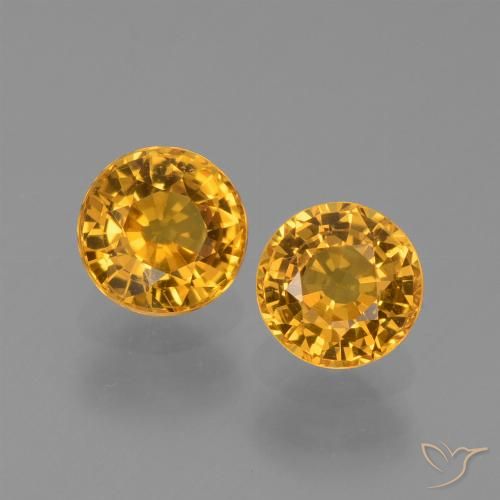 1.35ctw Natürlicher Tiefes Goldorange Saphir, Runden, VVS-VS