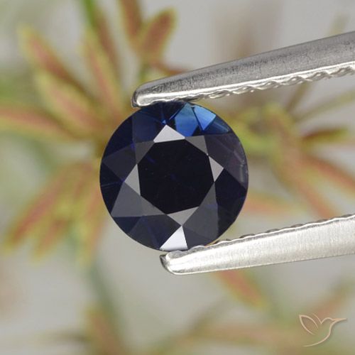 0.62ct Natürlicher Navy blau Saphir, Runden, VVS