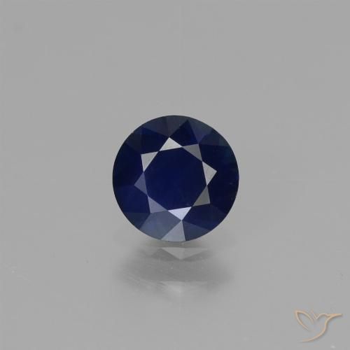 0.62ct Natürlicher Navy blau Saphir, Runden, VVS