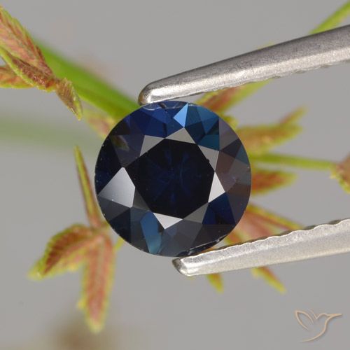 0.66ct Natürlicher Navy blau Saphir, Runden, VVS