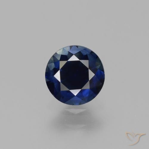 0.78ct Natürlicher dunkelblau Saphir, Runden, VVS